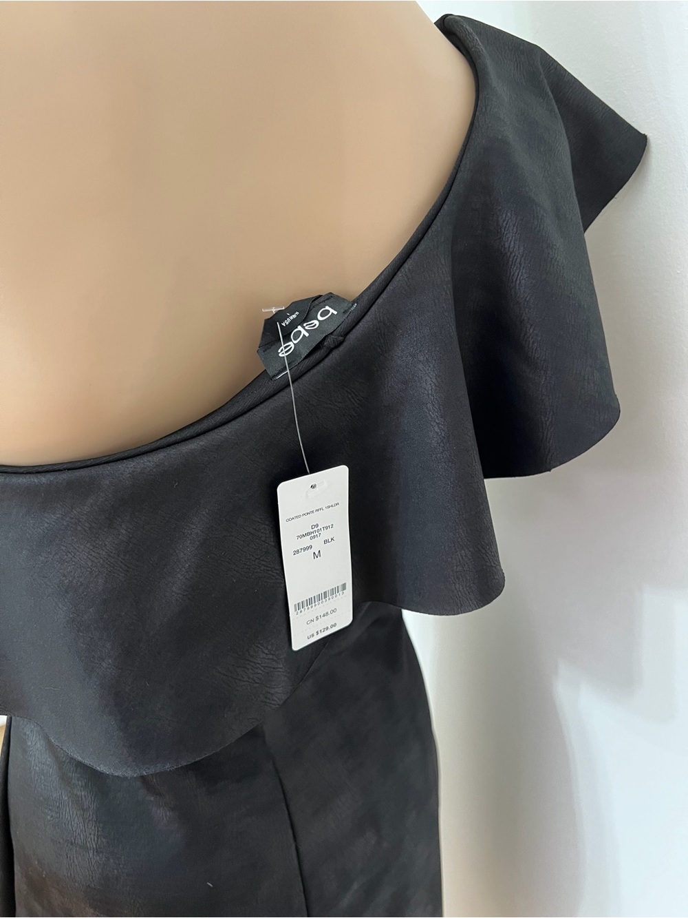 bebe One-Shoulder Black Ruffle Dress - Picture 4 of 5